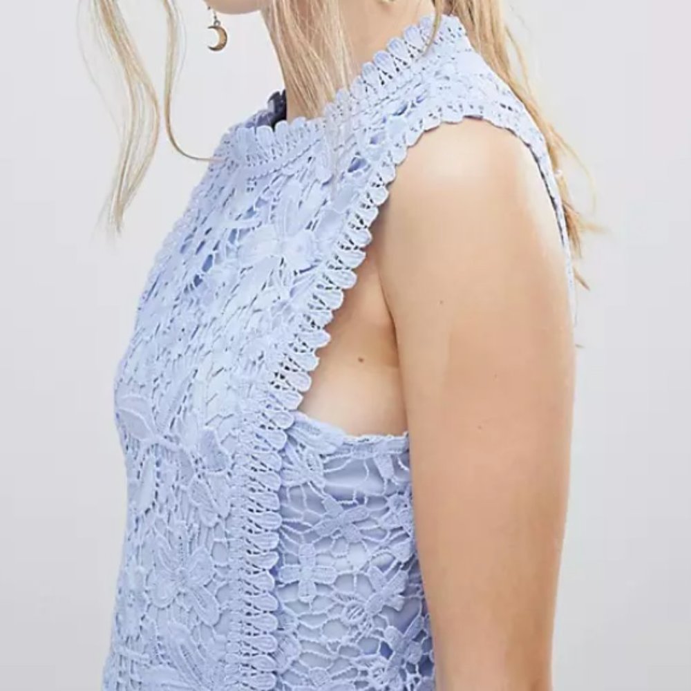 Blue Lace Midi Dress - Picture 4 of 9